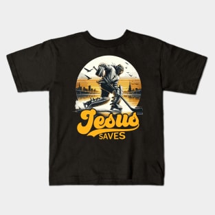 Hockey Jesus Saves Vintage Kids T-Shirt